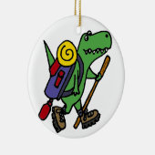 Funny Hiking Green T-Rex Dinosaur Keramisch Ornament (Rechts)