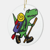 Funny Hiking Green T-Rex Dinosaur Keramisch Ornament (Links)