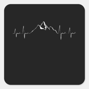 Funny Hiking Heartbeat Mountain Gift Vierkante Sticker