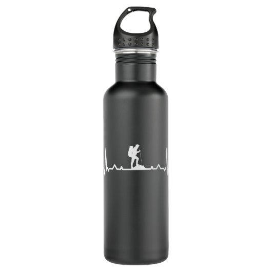 Funny Hiking Hike Gift Hiker Heartbeat Waterfles (Voorkant)