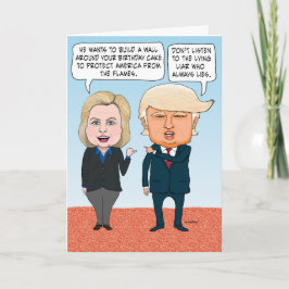 Funny Hillary Clinton and Donald Trump Birthday Kaart