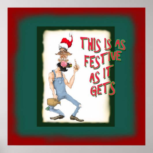Funny Hillbilly cartoon Poster op kerst (Voorkant)