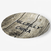 Funny Hillbilly China Faux Knotty Pine Fence Papieren Bordje (Gekanteld)