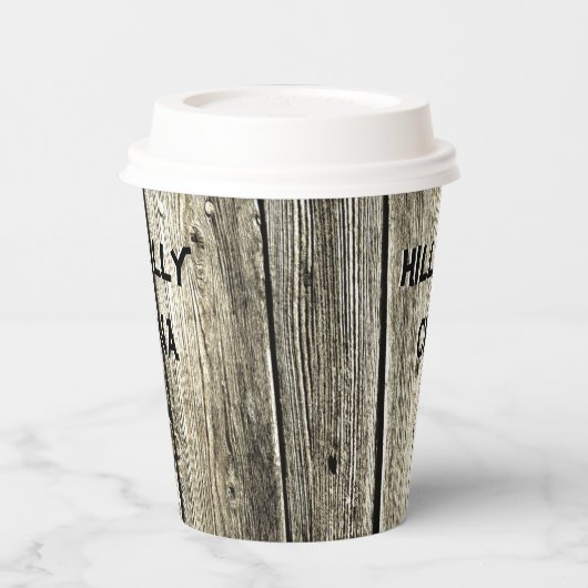 Funny Hillbilly China Faux Knotty Pine Rustic Papieren Bekers (Links)