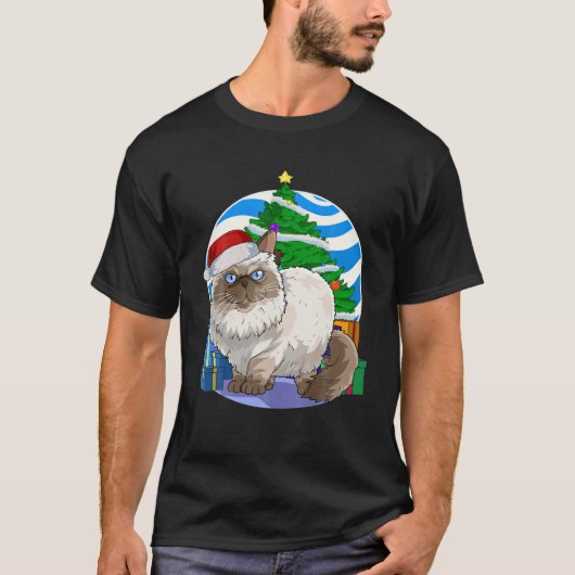 Funny Himalayan Cat Santa Christmas Tree Decor T-shirt (Voorkant)