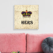Funny hing text & crown canvas afdruk (Insitu (Woonkamer))