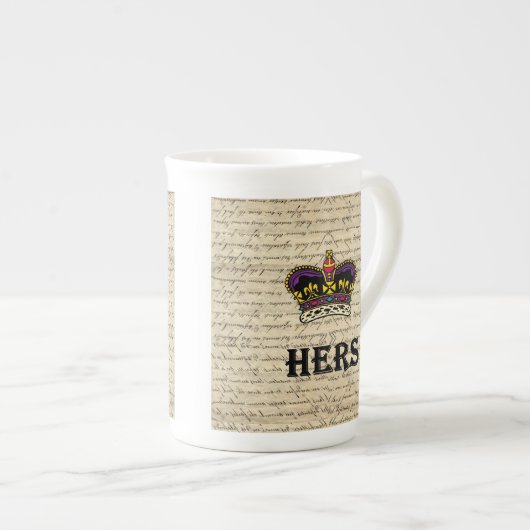 Funny hing text & crown porselein kop (Voorkant rechts)