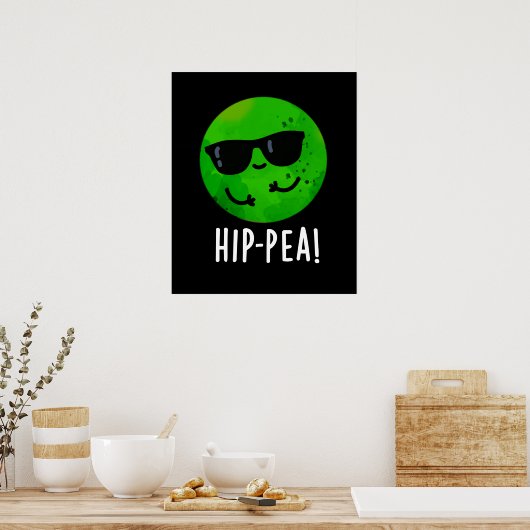 Funny Hip Pea Pun Dark BG Poster (Keuken)