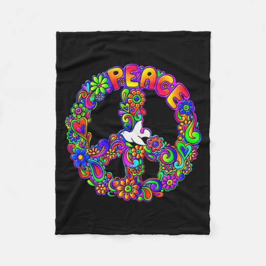 Funny Hipe Flower Wer Peace Sign Tee  Fleece Deken (Voorkant)