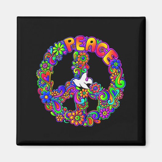 Funny Hipe Flower Wer Peace Sign Tee  Magneet (Voorkant)
