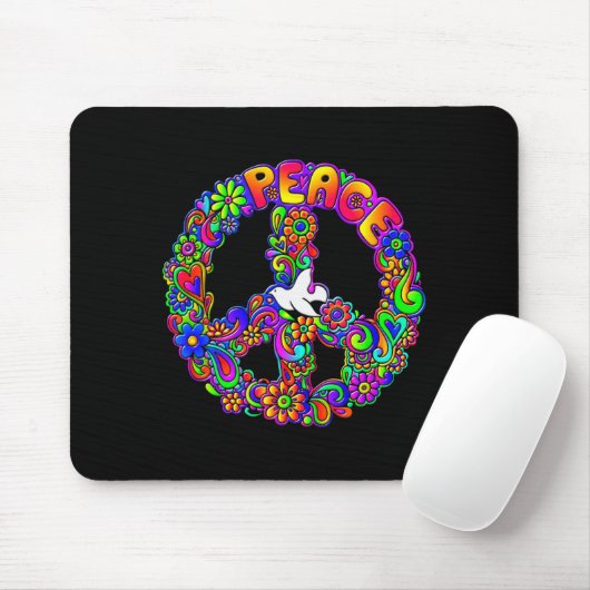 Funny Hipe Flower Wer Peace Sign Tee  Muismat (Met muis)