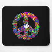 Funny Hipe Flower Wer Peace Sign Tee  Muismat (Voorkant)