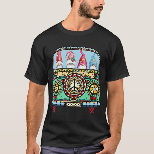 Funny hippie gnomes drijft vredeskampeerwagen t-shirt (Voorkant)