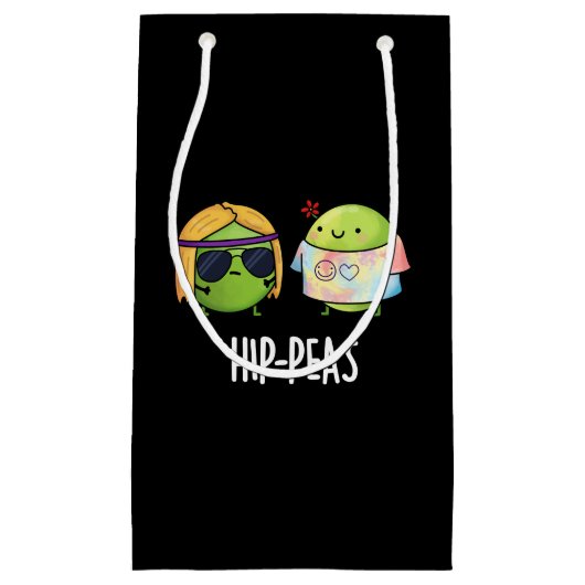 Funny Hippie Peas Pun Dark BG Klein Cadeauzakje (Voorkant)