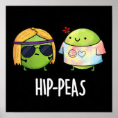 Funny Hippie Peas Pun Dark BG Poster (Voorkant)