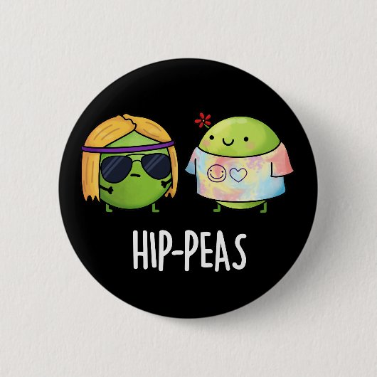 Funny Hippie Peas Pun Dark BG Ronde Button 5,7 Cm (Voorkant)