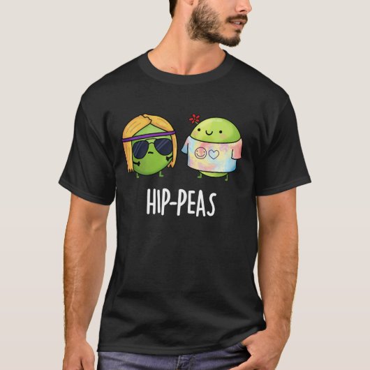 Funny Hippie Peas Pun Dark BG T-shirt (Voorkant)