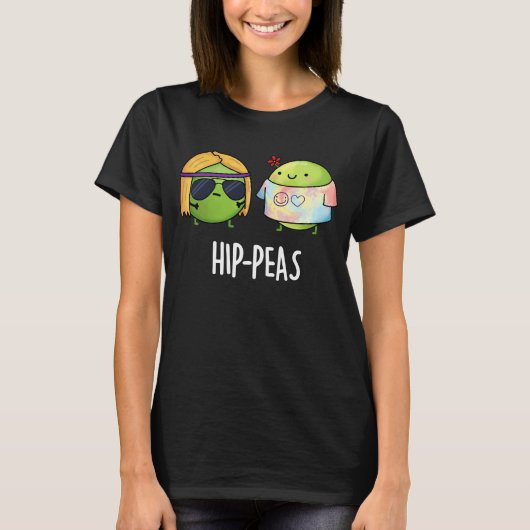 Funny Hippie Peas Pun Dark BG T-shirt (Voorkant)