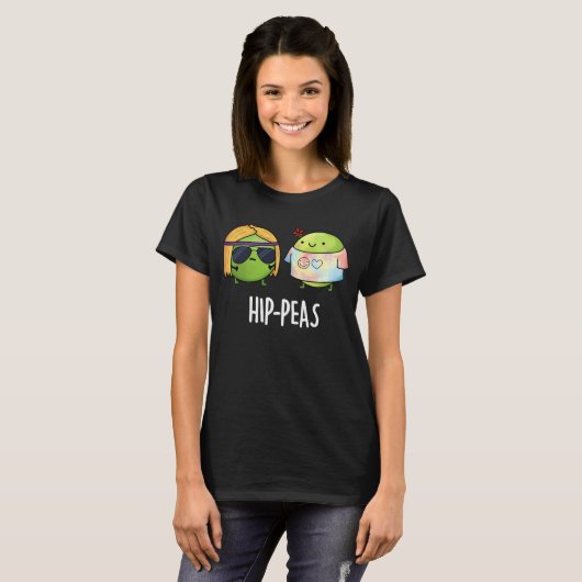 Funny Hippie Peas Pun Dark BG T-shirt (Voorkant volledig)