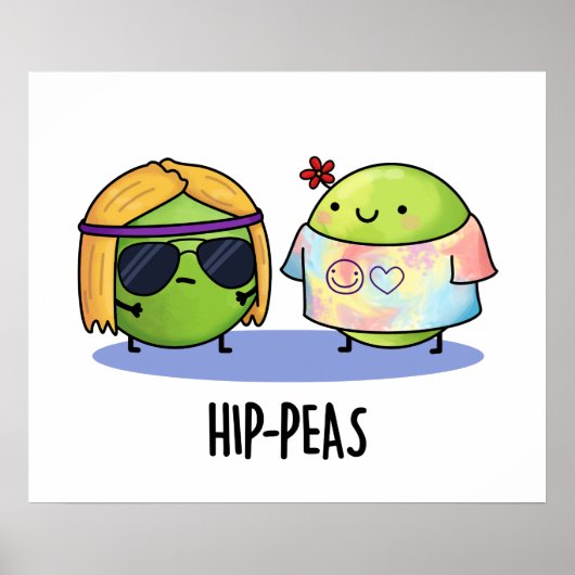 Funny Hippie Peas Pun Poster (Voorkant)