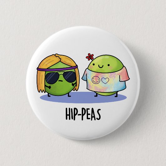 Funny Hippie Peas Pun Ronde Button 5,7 Cm (Voorkant)