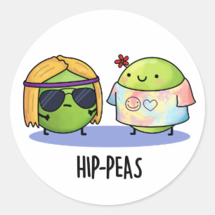 Funny Hippie Peas Pun Ronde Sticker