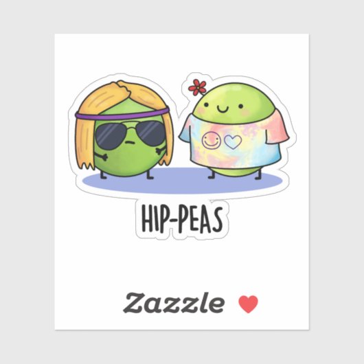 Funny Hippie Peas Pun Sticker (Vel)