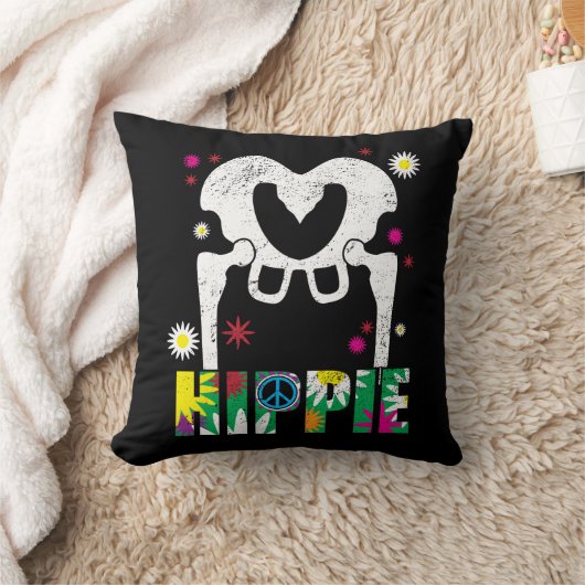 Funny Hippie Shirt voor Hip-vervangende chirurgie Kussen (Deken)