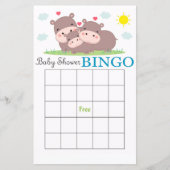 Funny Hippo baby shower bingo card (Voorkant)