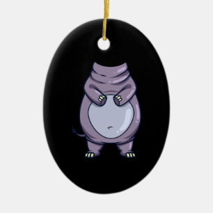 Funny Hippo Body Headless Halloween Mammal Costuum Keramisch Ornament