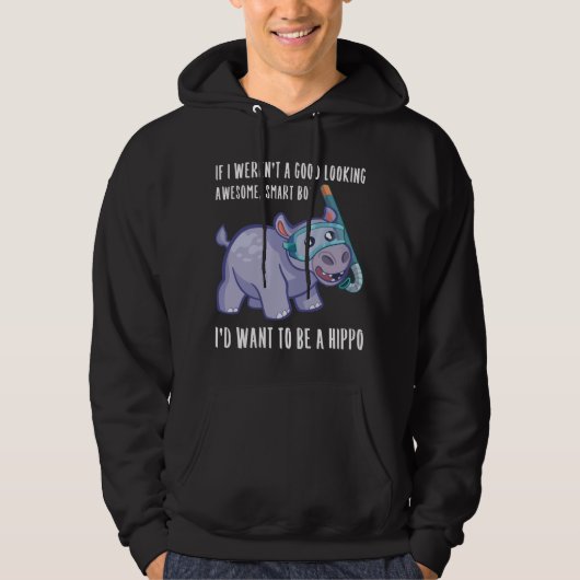 Funny Hippo Boy Lover Hippopotamus Quote Gezegde Hoodie (Voorkant)