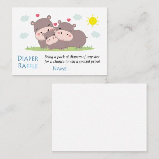 Funny Hippo Diaper Raffle Tickets (Voorkant / Achterkant)