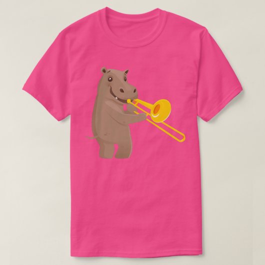 Funny hippo die muziek speelt met trombone t-shirt (Design voorkant)