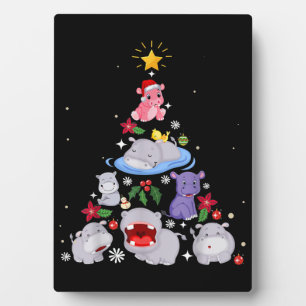 Funny Hippo kerstboom Xmas Hippopotamus Fotoplaat