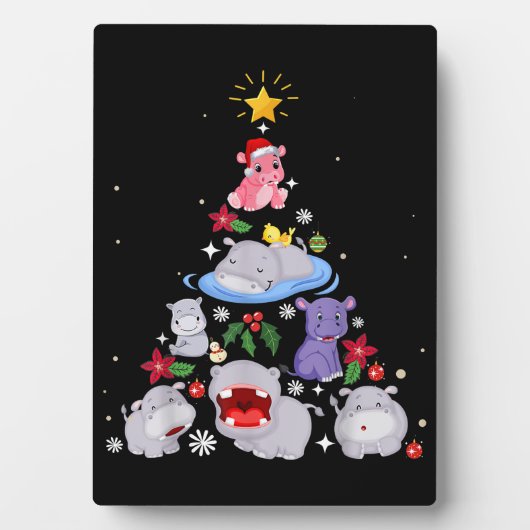 Funny Hippo kerstboom | Xmas Hippopotamus Fotoplaat (voorkant)
