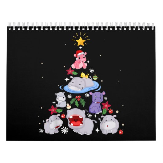 Funny Hippo kerstboom | Xmas Hippopotamus Kalender (Hoes)