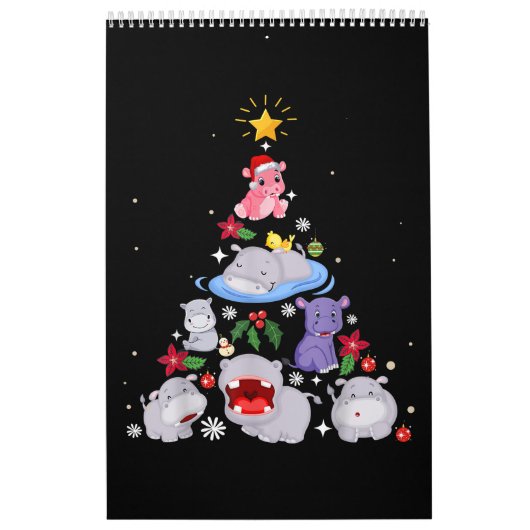 Funny Hippo kerstboom | Xmas Hippopotamus Kalender (Hoes)
