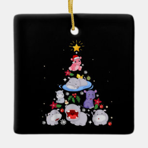 Funny Hippo kerstboom   Xmas Hippopotamus Keramisch Ornament