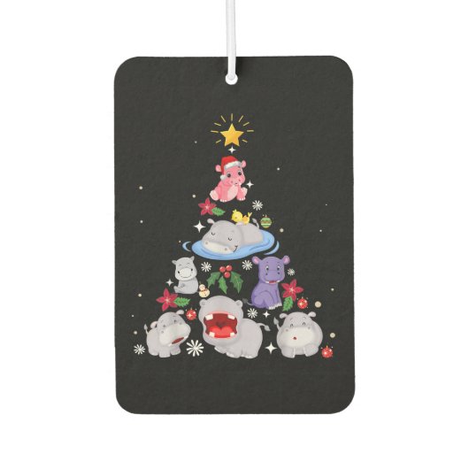 Funny Hippo kerstboom | Xmas Hippopotamus Luchtverfrisser (Voorkant)