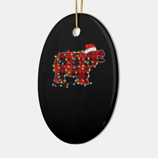 Funny Hippo-kerstlichtfamilie Keramisch Ornament (Links)