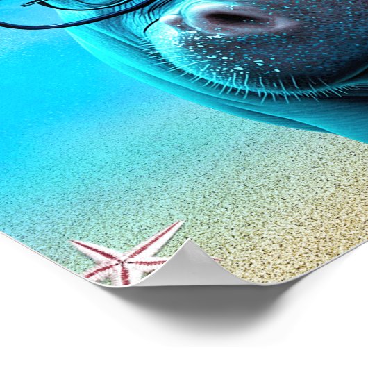 Funny Hippo met bril Hippopotamus dierentuin Poster (Hoek)