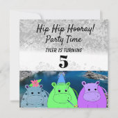 Funny Hippo Party Invitation Kaart (Voorkant)