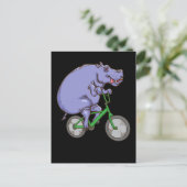 Funny Hippo Riding Bicycle Hippopotamus Kinder Hip Briefkaart (Staand voorkant)