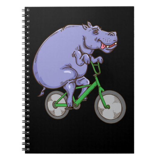 Funny Hippo Riding Bicycle Hippopotamus Kinder Hip Notitieboek (Voorkant)