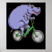 Funny Hippo Riding Bicycle Hippopotamus Kinder Hip Poster (Voorkant)