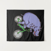 Funny Hippo Riding Bicycle Hippopotamus Kinder Hip Wandkleed (Voorkant (horizontaal))