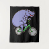 Funny Hippo Riding Bicycle Hippopotamus Kinder Hip Wandkleed (Voorkant)