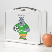 Funny hippo soccer player cartoon (In situ)