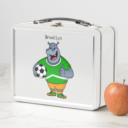Funny hippo soccer player cartoon (In situ)