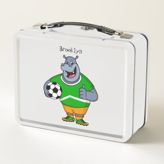 Funny hippo soccer player cartoon (Achterkant)